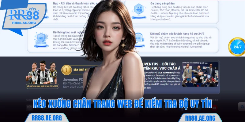Kéo xuống chân trang web RR88 để kiểm tra độ uy tín